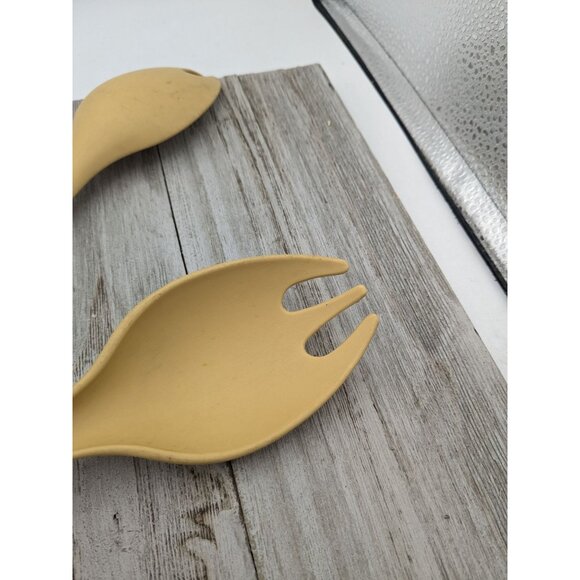 Tupperware #3 Harvest Gold Lot of 2 Salad Spoons Sporks Serving Utensil 12" - Picture 8 of 9